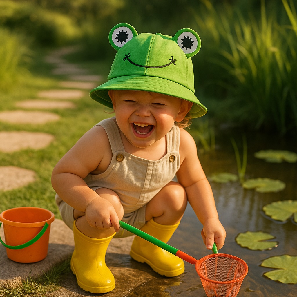 Frog Bucket Hat - Cute Cartoon Summer Cap For Kids