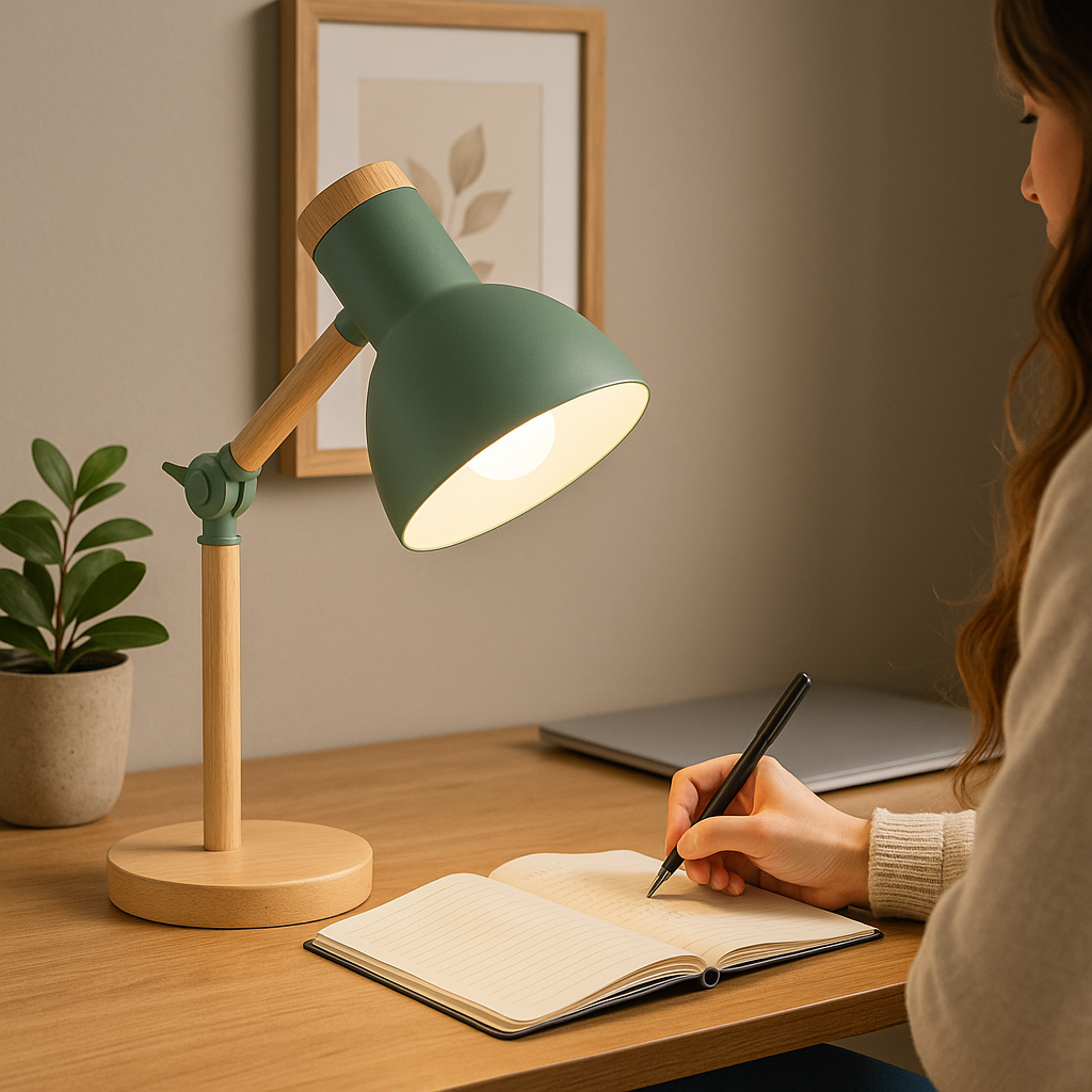 Modern Wooden Table Lamp - Adjustable Desk Lighting