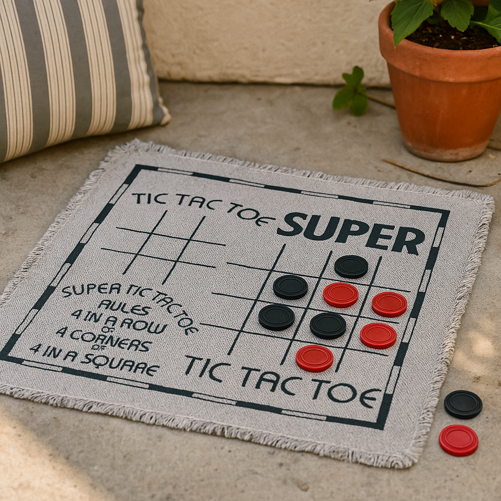 Checkerboard Rug 3-in-1 Tic Tac Toe Game Set