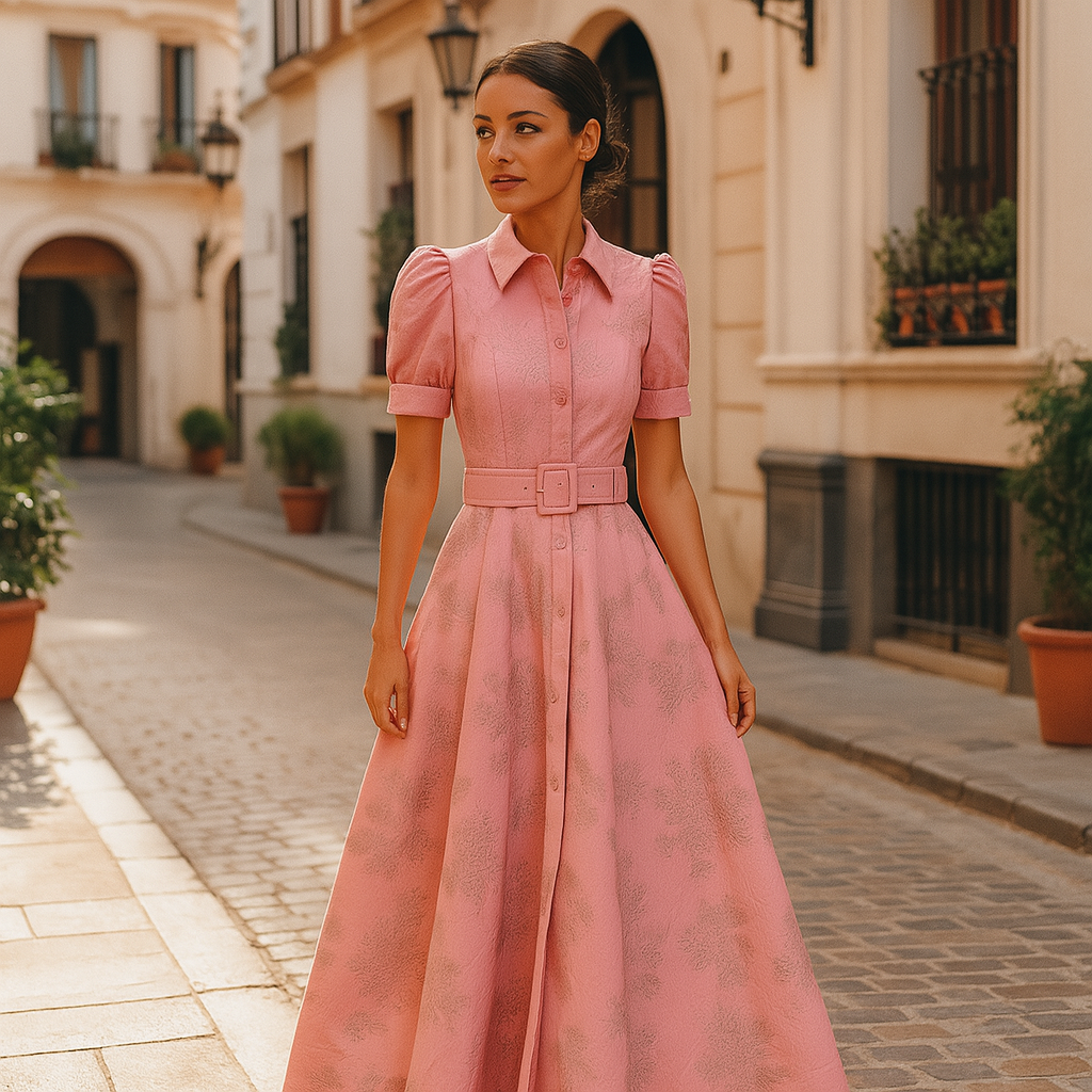 Elegant Women’s Dress – Belted Maxi Formal Style
