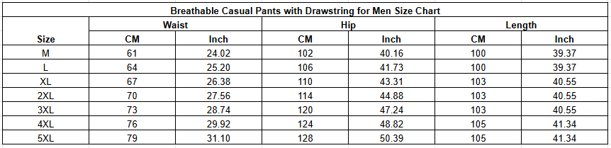 Breathable Casual Pants with Drawstring for Men