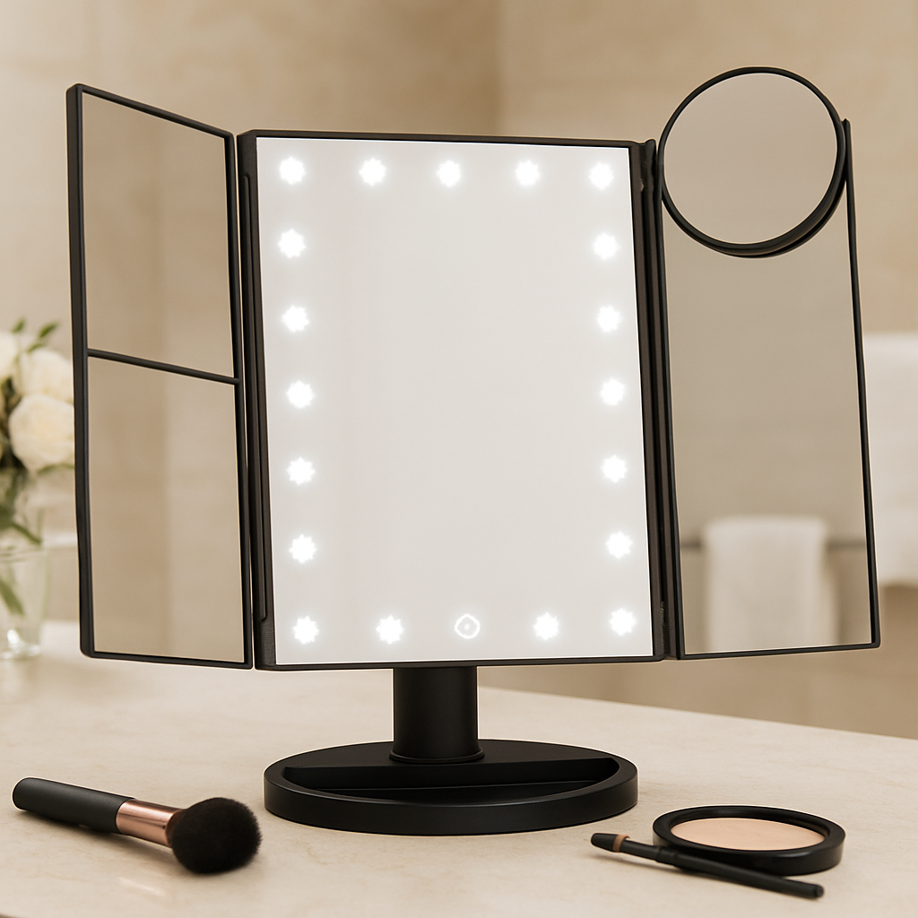 Makeup Mirror with Lights and Magnification Panels