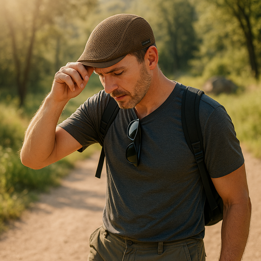 Men’s Summer Flat Cap – Mesh Sun Hat